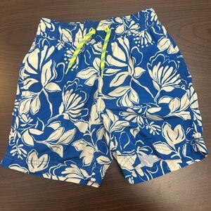 Crewcuts J.Crew Boys Size 6 Blue Floral Swim Trunks Lined